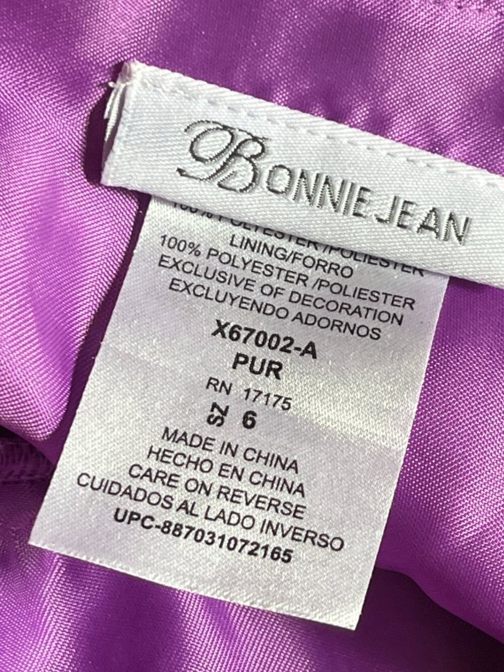 Bonnie Jean Purple Party Dress Size 6 - Picture 3 of 12